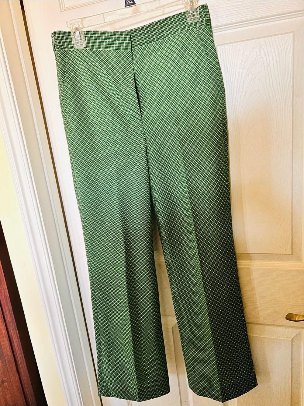 Tailored Green Wide-Leg Grid Pants - size US 4-6, please see measurements.